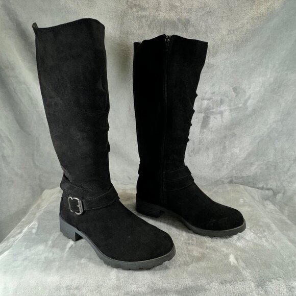 UNR8ED womens Boots 7M Darla black suede zip up with decorative buckle strap at - Picture 12 of 16